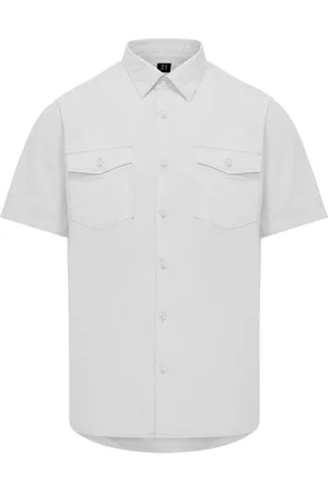 Bomboogie Homme, Chemises, Blanc, Taille: M Short Sleeve Stretch Cotton Shirt