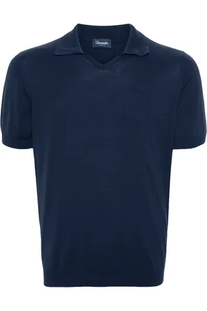 DRUMOHR Homme, Tops, Bleu, Taille: S Polo Bleu Marine Maille Fine