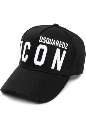 Dsquared2 Homme, Accessoires, Noir, Taille: ONE Size Chapeau Noir avec Logo Brodé