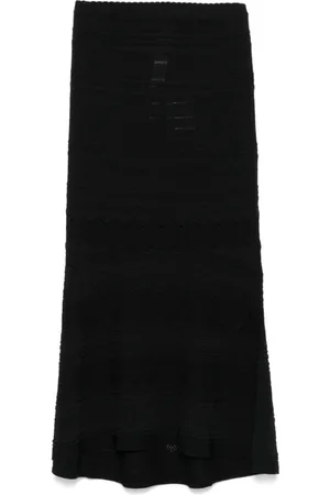 Twin-Set Femme, Jupes, Noir, Taille: 40 FR Jupe Noire à Bordure Festonnée et Ourlet Côtelé