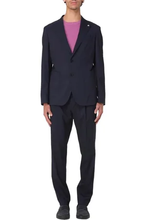 Manuel Ritz Homme, Costumes, Bleu, Taille: 2XL Costume en laine avec pantalon large