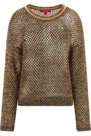 Guess Femme, Pulls, Brun, Taille: 38 FR Pull Métallisé en Tricot - Manches Longues