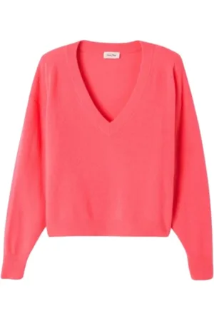 American Vintage Femme, Pulls, Rouge, Taille: 40 FR Pull en cachemire col V vintage