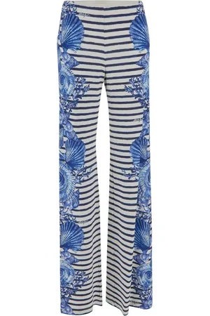 Alberta Ferretti Femme, Pantalons, Multicolore, Taille: 38 FR Rayé Motif Mer Pantalon Souple Femme