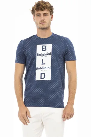 BALDININI Homme, Tops, Bleu, Taille: L T-shirt Manches Courtes Col Rond