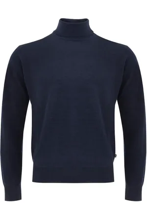 FERRANTE Homme, Pulls, Bleu, Taille: M Pull Laine Bleu Homme Col Rond