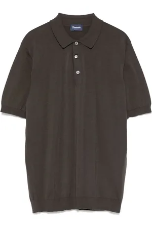 DRUMOHR Homme, Tops, Brun, Taille: 3XL Polo Marron en Coton avec Col Classique