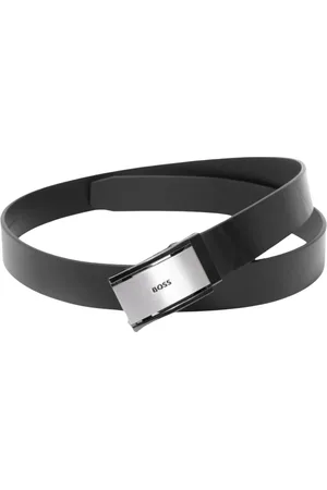 HUGO BOSS Homme, Accessoires, Noir, Taille: ONE Size Ceinture en cuir noir avec boucle logo
