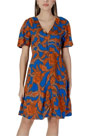 B YOUNG Femme, Robes, Multicolore, Taille: 42 FR Shorts Bleu à Imprimé et Col en V
