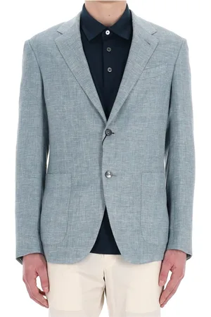 Ermenegildo Zegna Homme, Vestes, Vert, Taille: XL Veste Légère en Mélange de Lin Vert