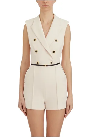 Elisabetta Franchi Femme, Combinaisons et Ensembles, Blanc, Taille: 38 FR Combinaison sans manches avec ceinture