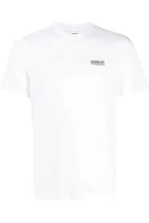 Barbour Homme, Tops, Blanc, Taille: 3XL T-shirt Blanc en Coton avec Logo Manches Courtes