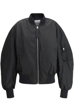 The Attico Femme, Vestes, Noir, Taille: 38 FR Bomber à Bordures Côtelées et Poches à Fermeture Éclair