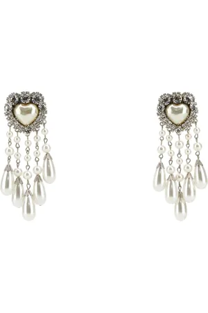 Alessandra Rich Femme, Accessoires, Gris, Taille: ONE Size Boucles doreilles en métal ornées