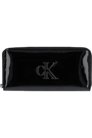 Calvin Klein Femme, Accessoires, Noir, Taille: ONE Size Portefeuille Grand Format Finition Vernie