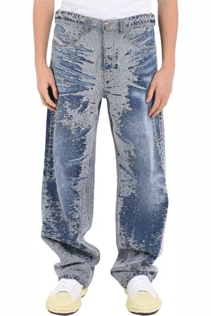 Diesel Homme, Jeans, Bleu, Taille: W33 Jean large taille basse en denim traité au laser