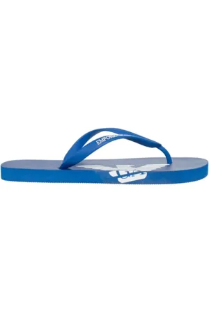 Emporio Armani Homme, Chaussures, Bleu, Taille: 41 EU Tongs Logo Plat en PVC