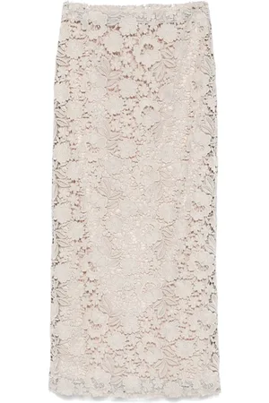 P.A.R.O.S.H. Femme, Jupes, Gris, Taille: 40 FR Jupe Longue Grise Peonia en Dentelle