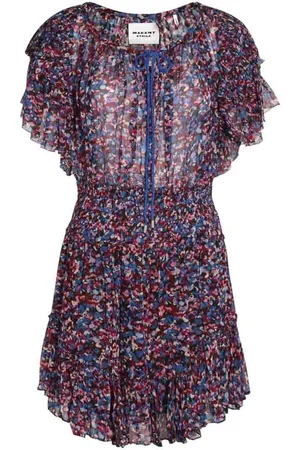 Isabel Marant Femme, Robes, Multicolore, Taille: 42 FR Robe Mini Bleue à Volants Femme
