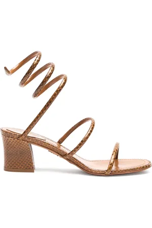 RENE CAOVILLA Femme, Chaussures, Brun, Taille: 38 1/2 EU Sandale Cleo marron avec détail serpent