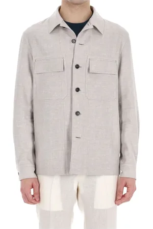 Ermenegildo Zegna Homme, Vestes, , Taille: M Cross-Ply Lin-Laine-Soie Overshirt Manteau