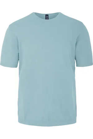 Bomboogie Homme, Pulls, Bleu, Taille: 2XL Pull à Manches Courtes et Col Rond en Maille Stockinette