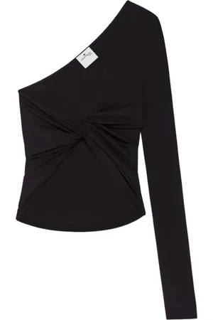 Courrèges Femme, Blouses et Chemises, Noir, Taille: 40 FR Haut Noir à Une Épaule avec Twist