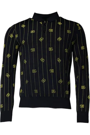 Dolce & Gabbana Homme, Tops, Noir, Taille: M Pull à col montant Monogramme noir