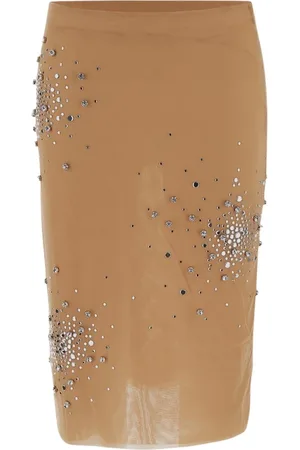 Des Phemmes Femme, Jupes, Brun, Taille: 38 FR Jupe avec strass et fermeture éclair latérale cachée