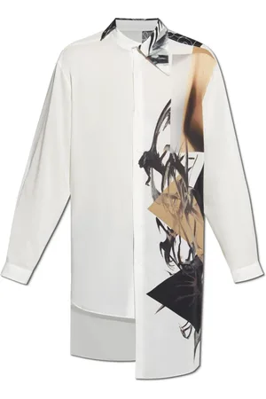 Y-3 Homme, Chemises, Blanc, Taille: M Chemise asymétrique avec impression