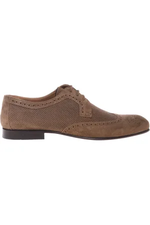 BALDININI Homme, Chaussures, Brun, Taille: 41 1/2 EU Beige printed suede lace-up