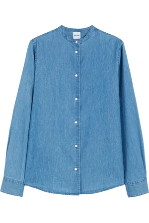 Aspesi Femme, Blouses et Chemises, Bleu, Taille: 36 FR Chemise coréenne en denim coupe classique