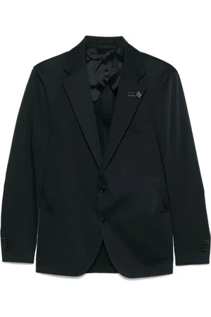 LARDINI Homme, Vestes, Bleu, Taille: 2XL Blazer en Mélange de Coton Bleu Fermeture Boutonnée
