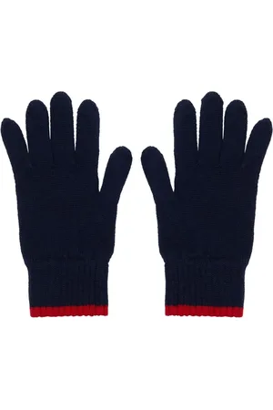 Inès de la Fressange Femme, Accessoires, Bleu, Taille: ONE Size Bahia gloves in navy knit, red mesh