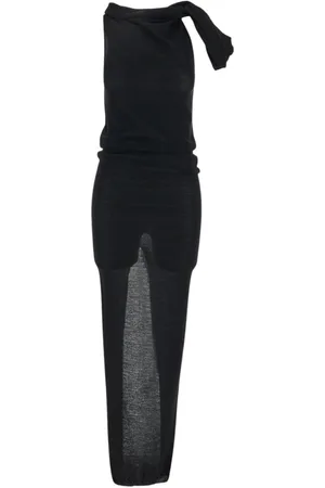 Rick Owens Femme, Robes, Noir, Taille: 42 FR Robe Longue en Laine Tricotée