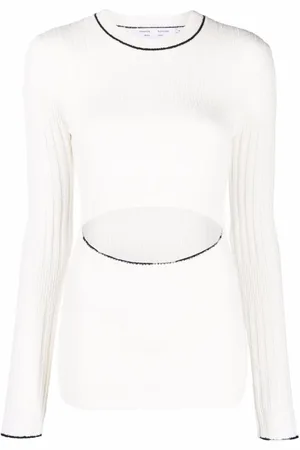 Proenza Schouler Femme, Pulls, Blanc, Taille: 40 FR Cardigan Bouclé Blanc avec Bordure Contrastée