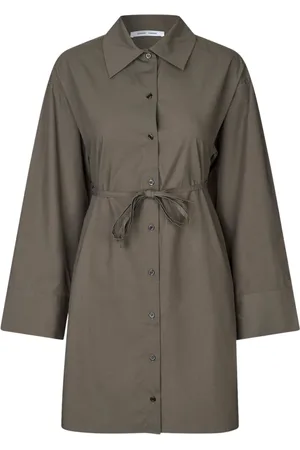 Samsøe Samsøe Femme, Robes, Vert, Taille: 40 FR Robe Chemise Décontractée avec Fermeture à Boutons
