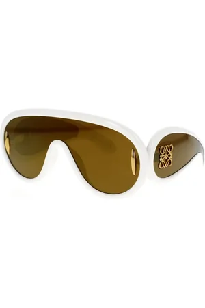 Loewe Unisex, Accessoires, Blanc, Taille: ONE Size Lunettes de soleil élégantes avec miroir doré