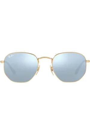 Ray-Ban Unisex, Accessoires, Jaune, Taille: 48 MM Lunettes de soleil hexagonales avec verres plats