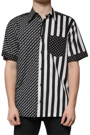 Dolce & Gabbana Homme, Chemises, Noir, Taille: S Chemise décontractée à rayures à boutons