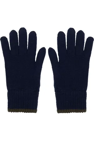 Inès de la Fressange Femme, Accessoires, Bleu, Taille: ONE Size Bahia gloves in navy knit, khaki mesh