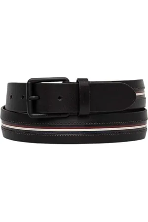 Tommy Hilfiger Homme, Accessoires, Noir, Taille: 95 CM Ceinture en cuir noir Collection Automne/Hiver