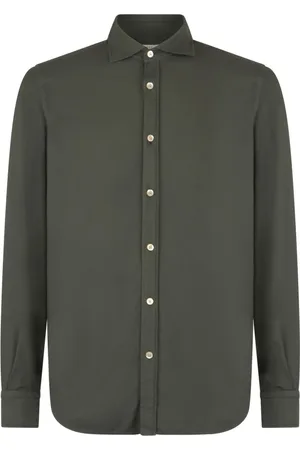 Boglioli Homme, Chemises, Vert, Taille: 2XL Garment Dyed Vaiella Shirt