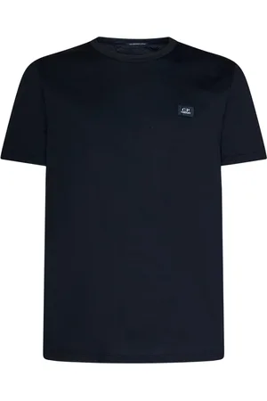 C.P. Company Homme, Tops, Bleu, Taille: L T-shirts et Polos Bleus avec Logo Patch