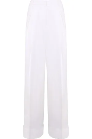Blugirl Femme, Pantalons, Blanc, Taille: 38 FR Pantalon Large en Lin