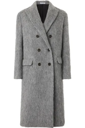 Boglioli Femme, Manteaux, Gris, Taille: 36 FR Manteau en alpaga mélangé à double boutonnage