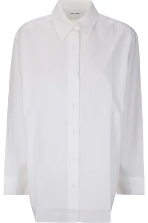 Samsøe Samsøe Femme, Blouses et Chemises, Blanc, Taille: 36 FR Chemise en coton à manches longues avec fermeture boutonnée