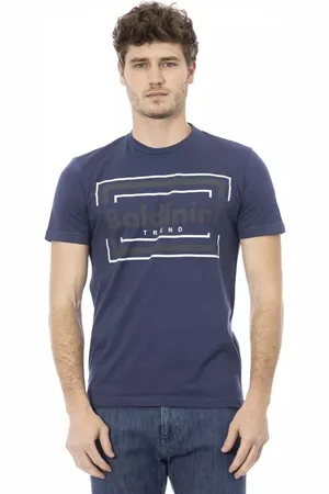 BALDININI Homme, Tops, Bleu, Taille: L T-shirt tendance en coton bleu