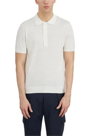 Paolo Pecora Homme, Tops, Blanc, Taille: S Polo en soie et coton