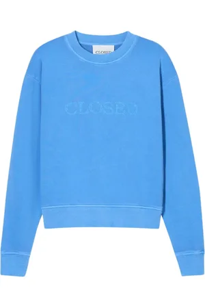 Closed Femme, Sweatshirts et sweats à capuche, Bleu, Taille: 42 FR Pulls à col rond avec logo en bleu